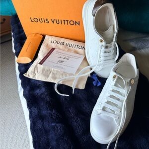 Louis Vuitton embossed time out sneakers. With box,1 dust bag, ext lace.like new